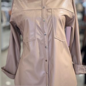 Modailgi Düşük Omuzlu Deri Gömlek 1523